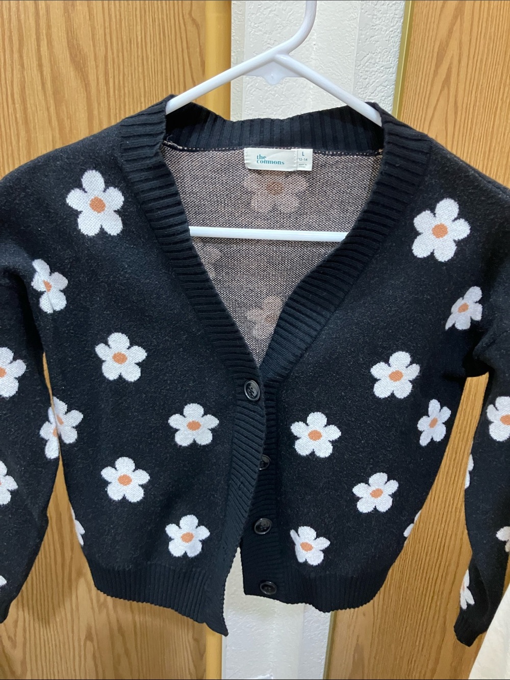 Children's Floral Knit Cardigan Jacket - Black